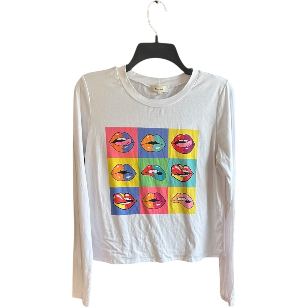 Teenbell white with multicolor lip designs T-shirt Sz L